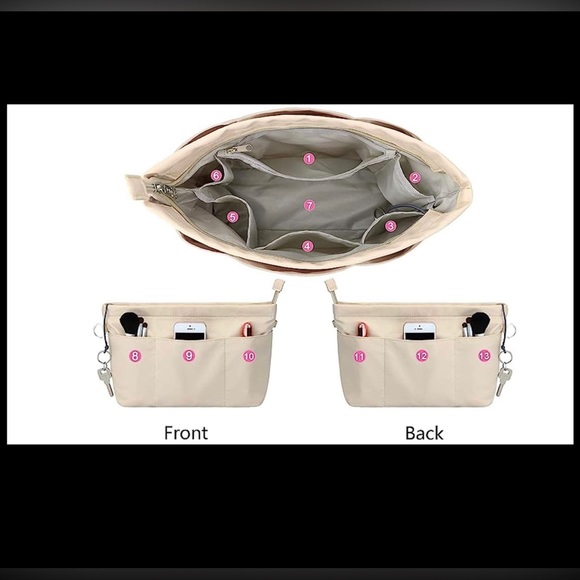 NIP: A large Beige nylon tote organizer with 13 pockets - Picture 5 of 5